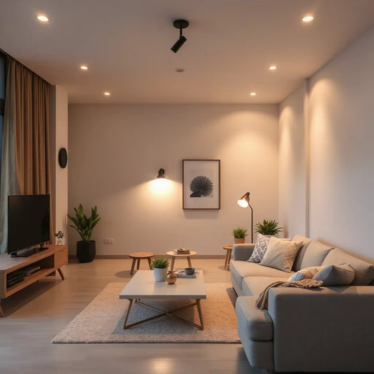 Warm LED downlights brighten a clean room with controlled, energy-saving illumination