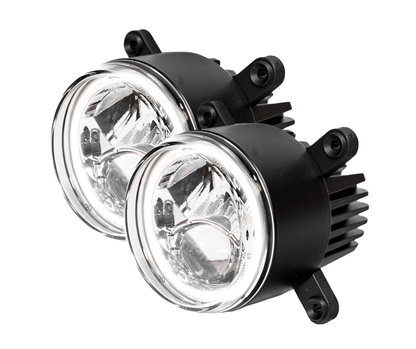 Crawer Hyperios 90mm LED Headlight Set with Dim, High Beam & Angel Eyes - CR-3009-P-ND6S