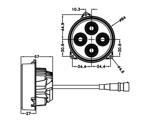 Crawer Round LED Recessed Work Light for New Holland (High Beam Approved) - CR-1030-ZA4012