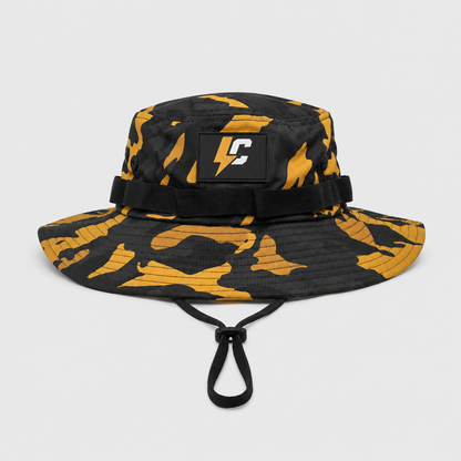 LightComm Outdoor Boonie / Bucket Hat – Yellow & Black Camo